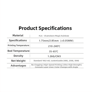 Toksen 3D PLA νήμα – σειρά Chameleon Magic, εμφάνιση που αλλάζει ανάλογα με το φως, κυκλικη διατομή