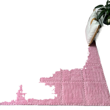 Chiweng putplasčio kvadratinis kilimėlis su geometriniu raštu, stora pūkuota paviršiaus, tinkamas svetainei, miegamajam ir balkonui