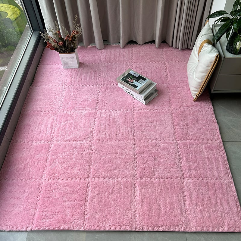 Chiweng putplasčio kvadratinis kilimėlis su geometriniu raštu, stora pūkuota paviršiaus, tinkamas svetainei, miegamajam ir balkonui