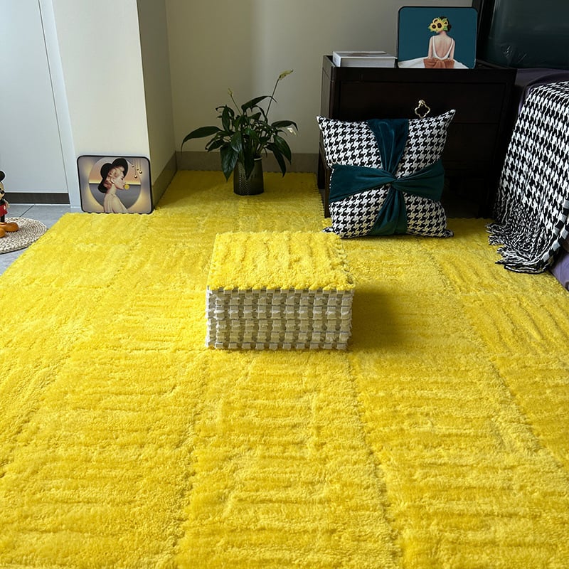 Chiweng putplasčio kvadratinis kilimėlis su geometriniu raštu, stora pūkuota paviršiaus, tinkamas svetainei, miegamajam ir balkonui