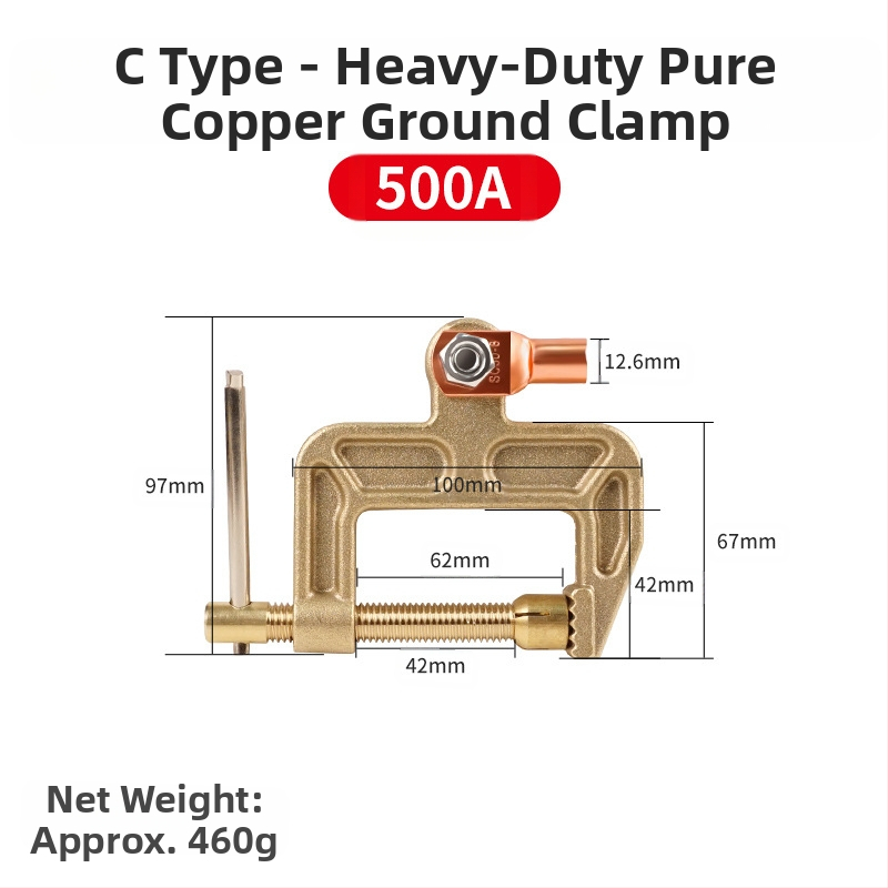 Κλιπ γείωσης συγκόλλησης Α-σχήματος από καθαρό χαλκό, 300-800 A, Handsome power