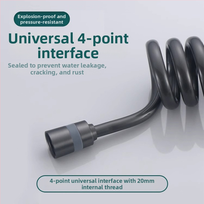 Шланг за душ с PU високонапорен телескопичен тръбопровод и пръскачка, мед+PU, резбован монтаж, модел 4, номинално налягане нормално