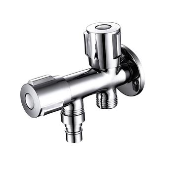 Меден ъглов клапан с двойен изход за кухня и баня, многофункционален спрей за чешма и комплект за тоалетна, модел: двойно изходен, монтаж в стена, работно налягане 0.8, вътрешен Ø 15