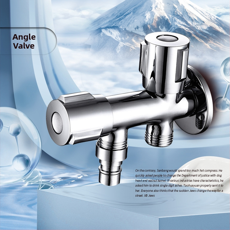 Меден ъглов клапан с двойен изход за кухня и баня, многофункционален спрей за чешма и комплект за тоалетна, модел: двойно изходен, монтаж в стена, работно налягане 0.8, вътрешен Ø 15