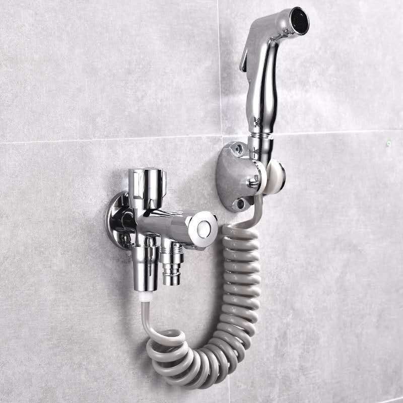 Меден ъглов клапан с двойен изход за кухня и баня, многофункционален спрей за чешма и комплект за тоалетна, модел: двойно изходен, монтаж в стена, работно налягане 0.8, вътрешен Ø 15