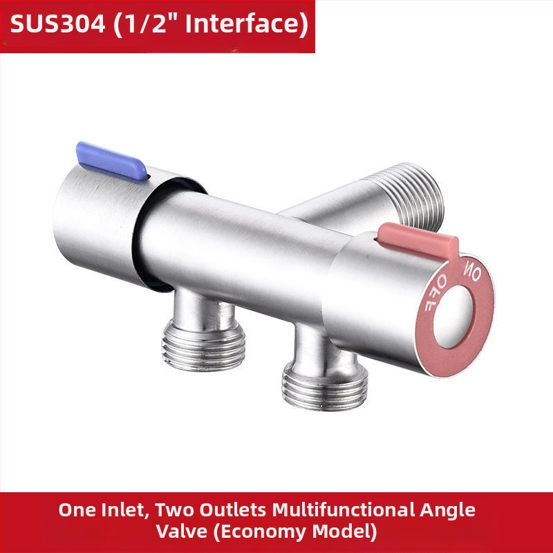 Меден ъглов клапан с двойен изход за кухня и баня, многофункционален спрей за чешма и комплект за тоалетна, модел: двойно изходен, монтаж в стена, работно налягане 0.8, вътрешен Ø 15