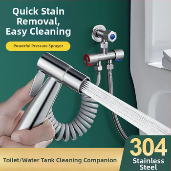 Set pištolja za pranje WC-a s ugradbenom instalacijom, bakreno tijelo, dvostruki izlaz, kutni ventil