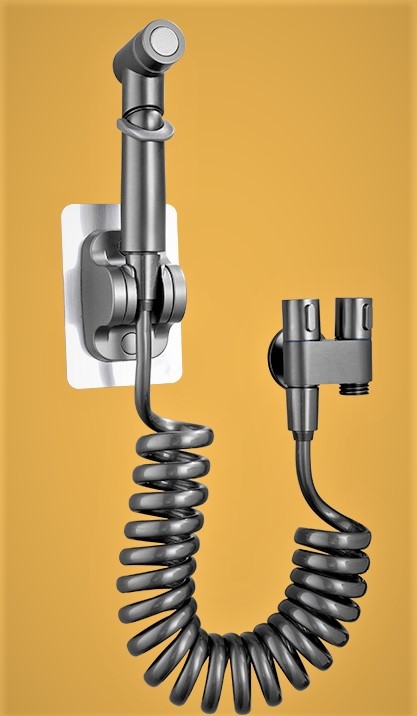 Set pištolja za pranje WC-a s ugradbenom instalacijom, bakreno tijelo, dvostruki izlaz, kutni ventil