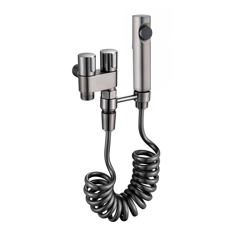 Set pištolja za pranje WC-a s ugradbenom instalacijom, bakreno tijelo, dvostruki izlaz, kutni ventil