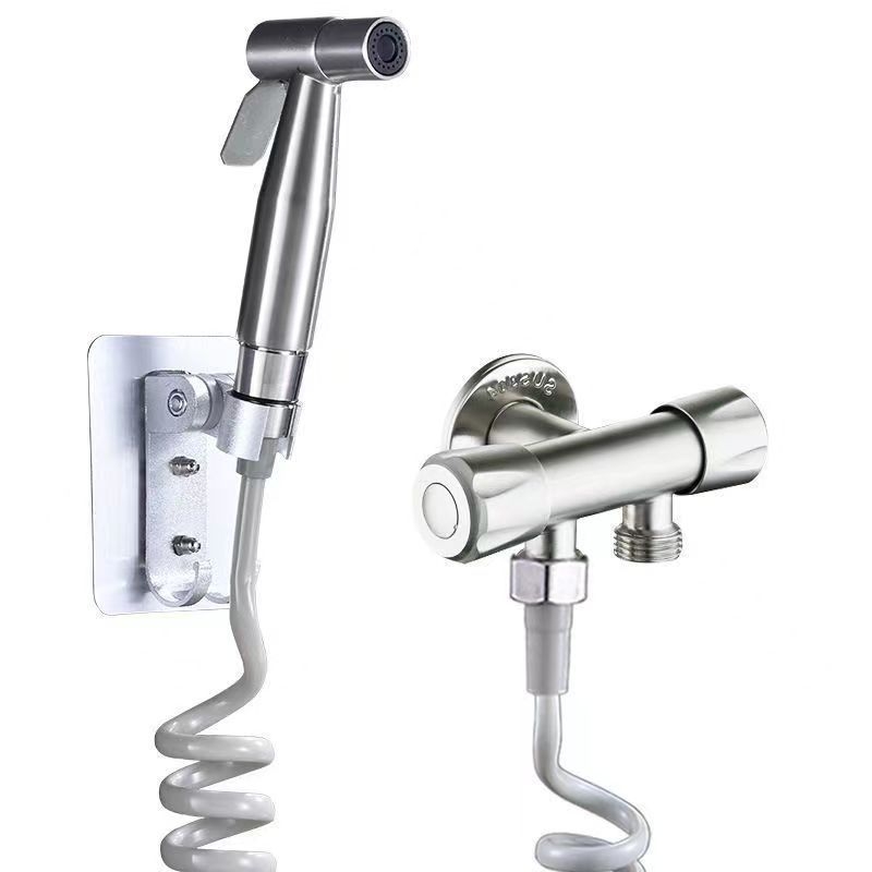 Set pištolja za pranje WC-a s ugradbenom instalacijom, bakreno tijelo, dvostruki izlaz, kutni ventil