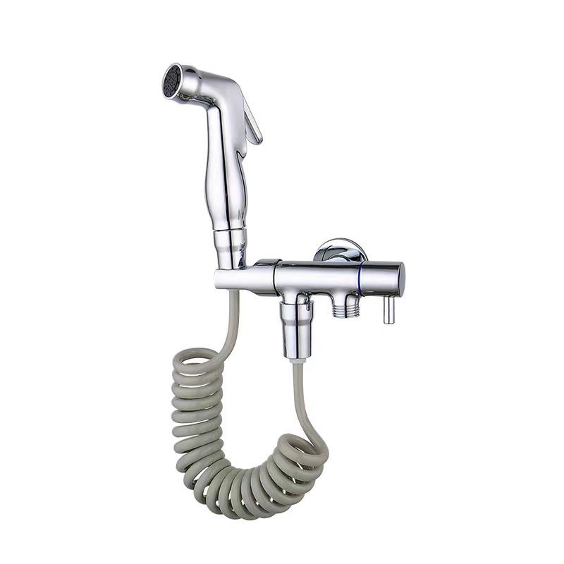 Set pištolja za pranje WC-a s ugradbenom instalacijom, bakreno tijelo, dvostruki izlaz, kutni ventil