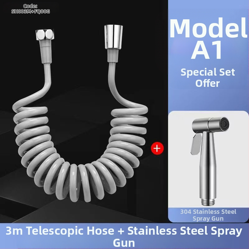 Set pištolja za pranje WC-a s ugradbenom instalacijom, bakreno tijelo, dvostruki izlaz, kutni ventil