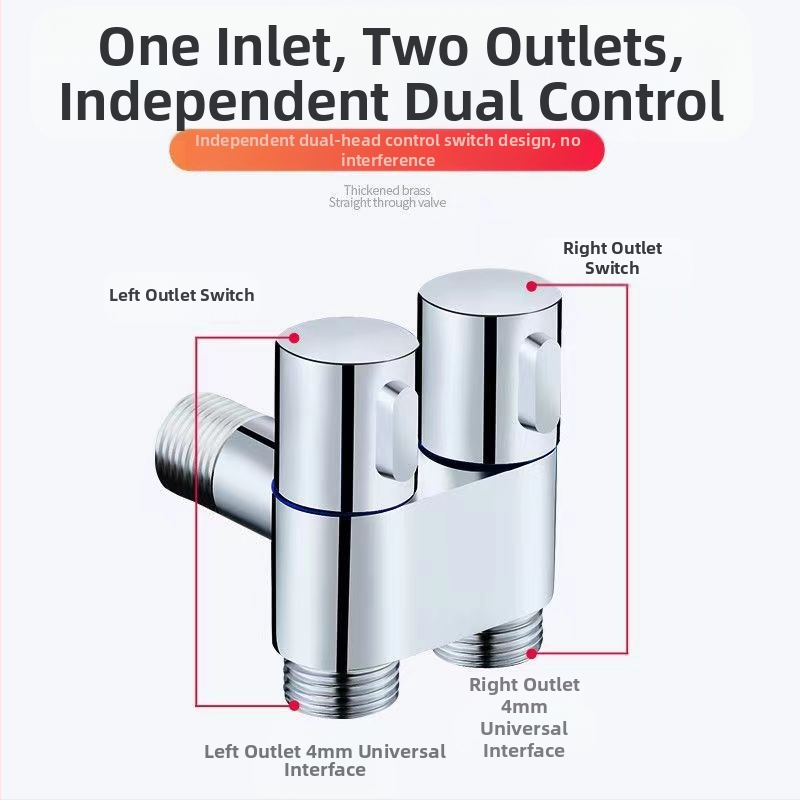 Set pištolja za pranje WC-a s ugradbenom instalacijom, bakreno tijelo, dvostruki izlaz, kutni ventil