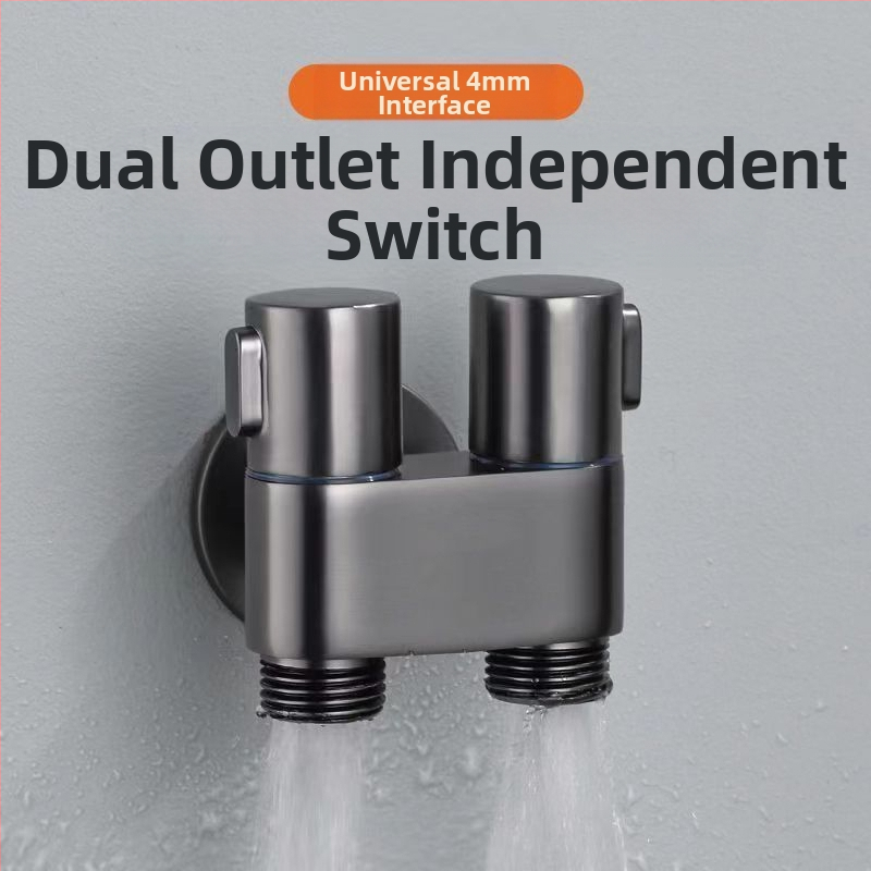 Set pištolja za pranje WC-a s ugradbenom instalacijom, bakreno tijelo, dvostruki izlaz, kutni ventil