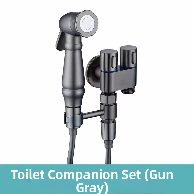 Set pištolja za pranje WC-a s ugradbenom instalacijom, bakreno tijelo, dvostruki izlaz, kutni ventil