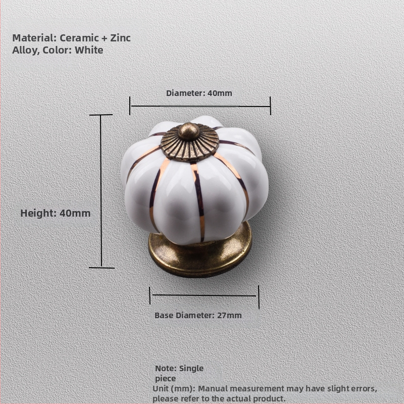 Κεραμική λαβή πόρτας ντουλαπιού – σχέδιο κολοκύθας, μονή οπή, ηλεκτροπλατιωμένη επίστρωση