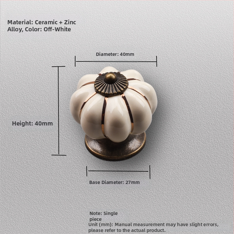 Κεραμική λαβή πόρτας ντουλαπιού – σχέδιο κολοκύθας, μονή οπή, ηλεκτροπλατιωμένη επίστρωση