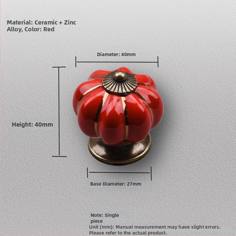 Κεραμική λαβή πόρτας ντουλαπιού – σχέδιο κολοκύθας, μονή οπή, ηλεκτροπλατιωμένη επίστρωση