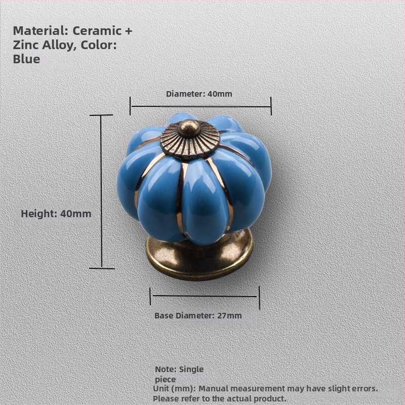 Κεραμική λαβή πόρτας ντουλαπιού – σχέδιο κολοκύθας, μονή οπή, ηλεκτροπλατιωμένη επίστρωση