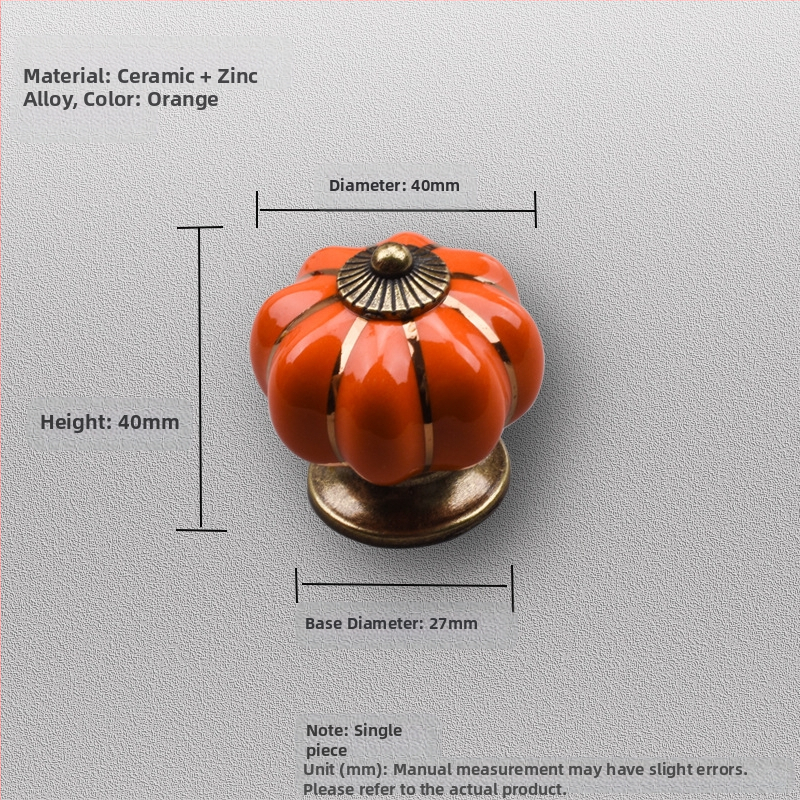 Κεραμική λαβή πόρτας ντουλαπιού – σχέδιο κολοκύθας, μονή οπή, ηλεκτροπλατιωμένη επίστρωση