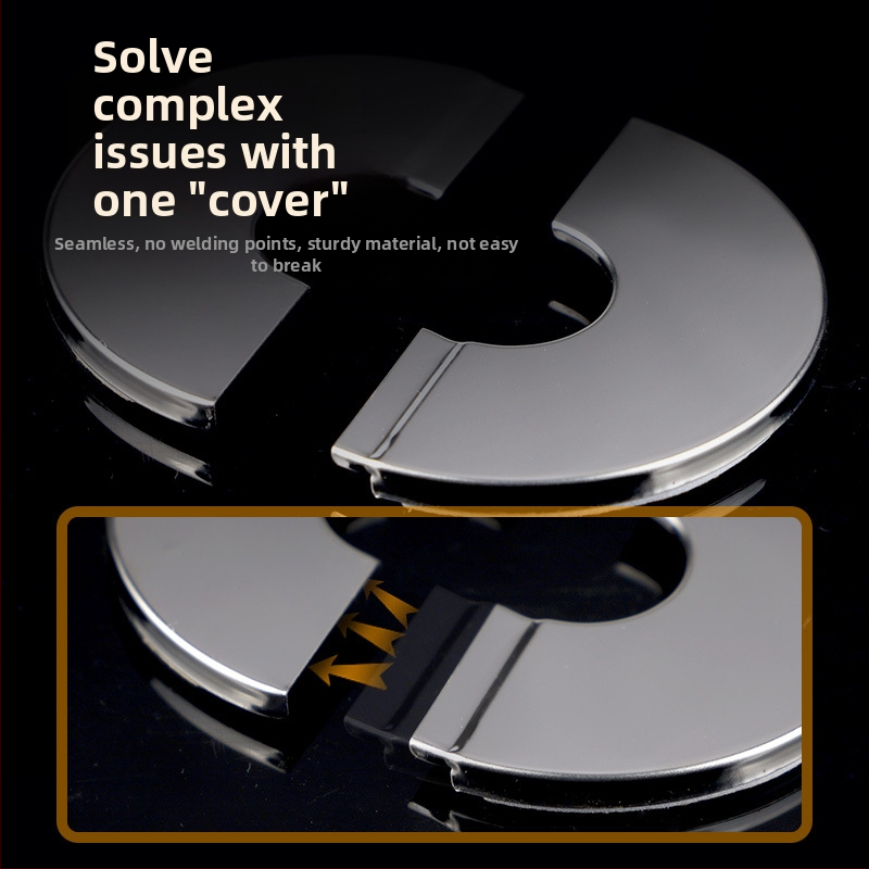 Кръгла декоративна капачка от неръждаема стомана за димоотвод на водонагревател – интегриран разделен щепсел за стенен отвор, дебелина на стената 0,3 мм, клас 1