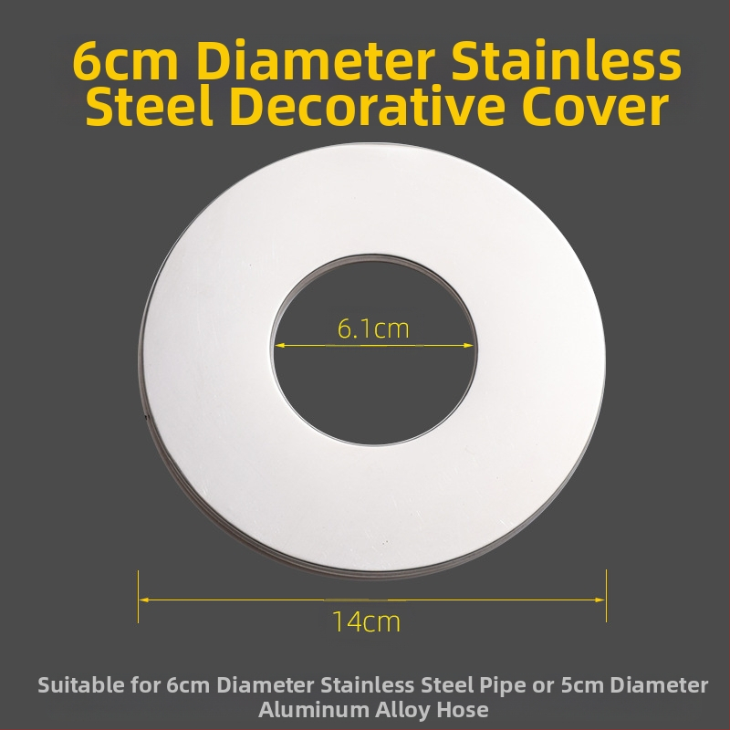 Kružni dekorativni poklop od nehrđajućeg čelika za dimovod bojlera – integrirani podijeljeni zatvarač za otvor na zidu, debljina stijenke 0,3 mm, razred 1