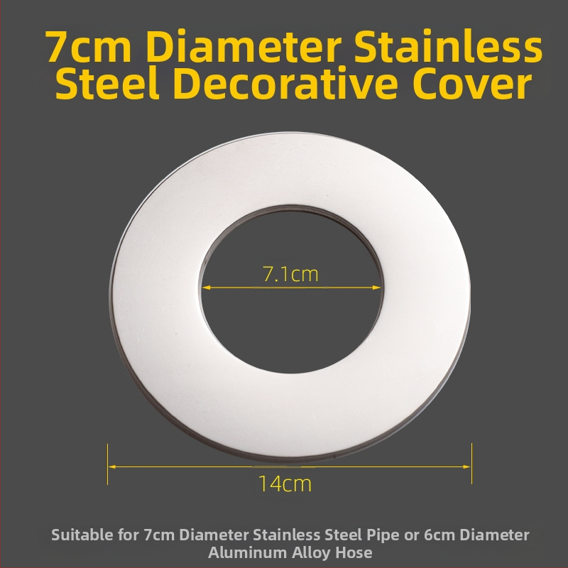 Apaļš nerūsējošā tērauda dekoratīvs vāciņš apkures katla dūmvadam – integrēts dalāms uzgriežams vāciņš sienas caurumam, sienas biezums 0,3 mm, klase 1