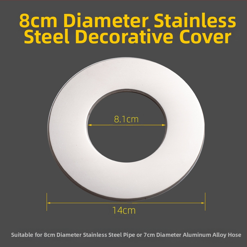 Apaļš nerūsējošā tērauda dekoratīvs vāciņš apkures katla dūmvadam – integrēts dalāms uzgriežams vāciņš sienas caurumam, sienas biezums 0,3 mm, klase 1