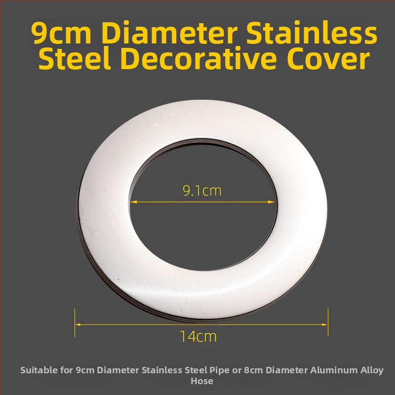 Apaļš nerūsējošā tērauda dekoratīvs vāciņš apkures katla dūmvadam – integrēts dalāms uzgriežams vāciņš sienas caurumam, sienas biezums 0,3 mm, klase 1