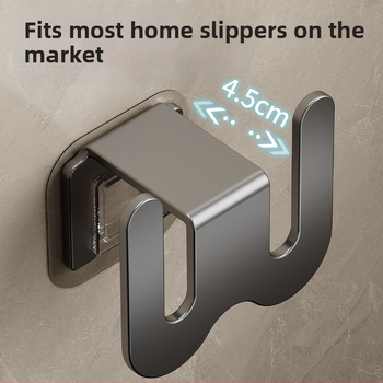 Ράφι για παντόφλες μπάνιου από ανθρακούχο ατσάλι, τοποθέτηση στον τοίχο χωρίς διάτρηση, με γάντζο αποστράγγισης, ελαφρύς πολυτελής σχεδιασμός