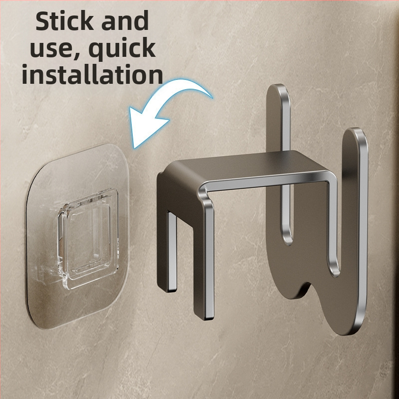 Стенен органайзер за чехли за баня, въглеродна стомана, монтаж без пробиване, дренажни куки, стил светъл лукс