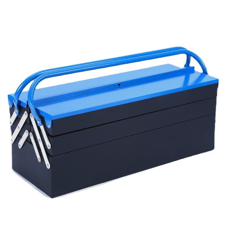 Кутия за инструменти със сгъване, удълнена метална кутия за инструменти, портативна с двойна дръжка, капацитет 30 кг
