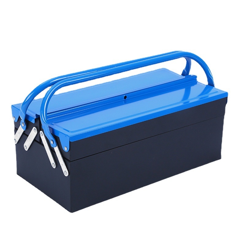 Кутия за инструменти със сгъване, удълнена метална кутия за инструменти, портативна с двойна дръжка, капацитет 30 кг