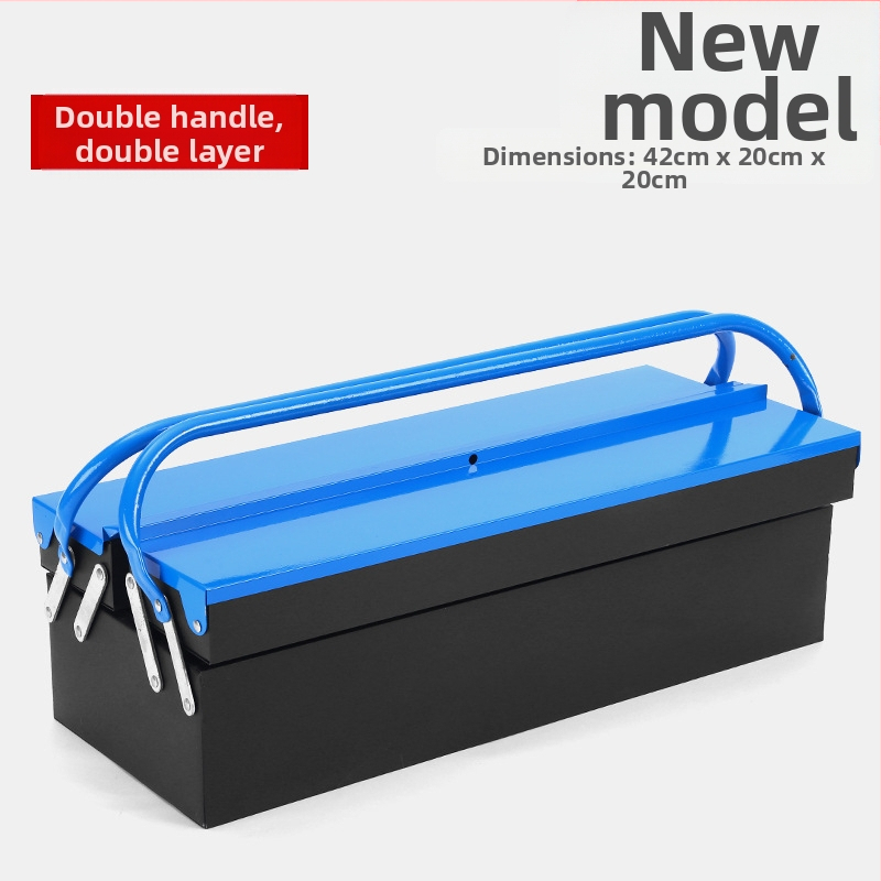 Кутия за инструменти със сгъване, удълнена метална кутия за инструменти, портативна с двойна дръжка, капацитет 30 кг