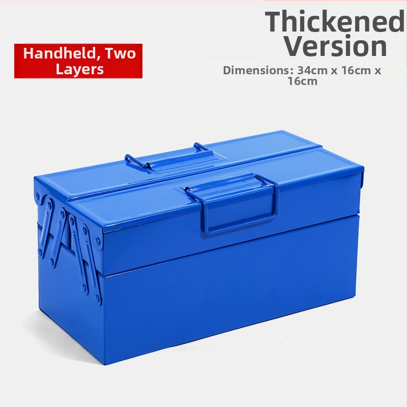 Кутия за инструменти със сгъване, удълнена метална кутия за инструменти, портативна с двойна дръжка, капацитет 30 кг