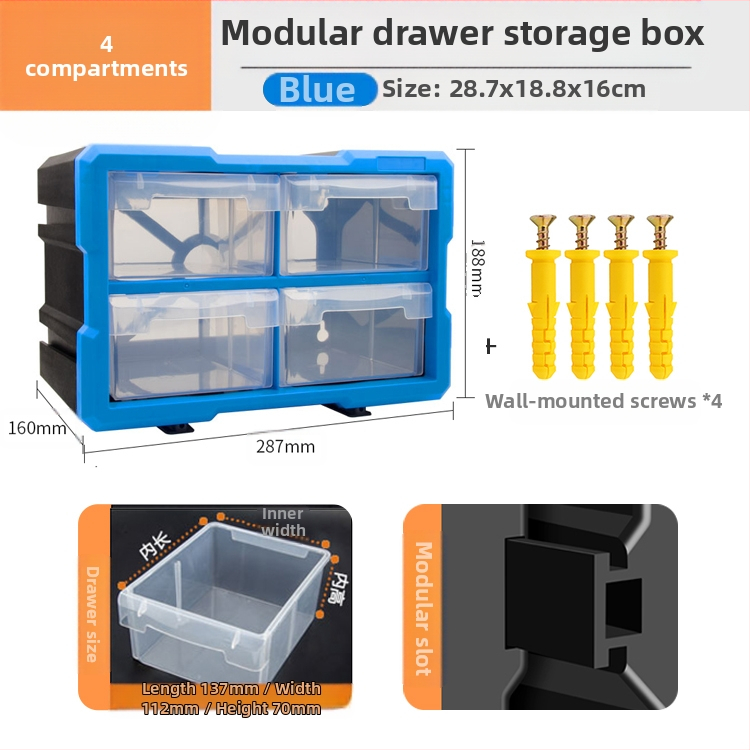 PP πλαστικό κιβώτιο αποθήκευσης εξαρτημάτων βιδών με διαχωριστικά συρταριών, ντουλάπι με συρτάρια за μικρά εξαρτήματα και αξεσουάρ επισκευής κινητών, διαμορφώσεις 8/16/38/64 διαμερισμάτων