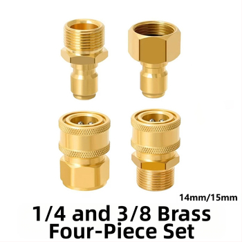 Aukšto slėgio plovimo greitojo prisijungimo rinkinys su 3/8 colio žarna ir 1/4 colio bronzinių vyriškų ir moteriškų galvučių, keturių dalių rinkinys