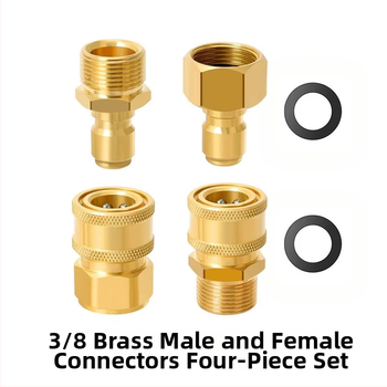 Aukšto slėgio plovimo greitojo prisijungimo rinkinys su 3/8 colio žarna ir 1/4 colio bronzinių vyriškų ir moteriškų galvučių, keturių dalių rinkinys