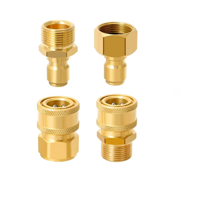 Aukšto slėgio plovimo greitojo prisijungimo rinkinys su 3/8 colio žarna ir 1/4 colio bronzinių vyriškų ir moteriškų galvučių, keturių dalių rinkinys