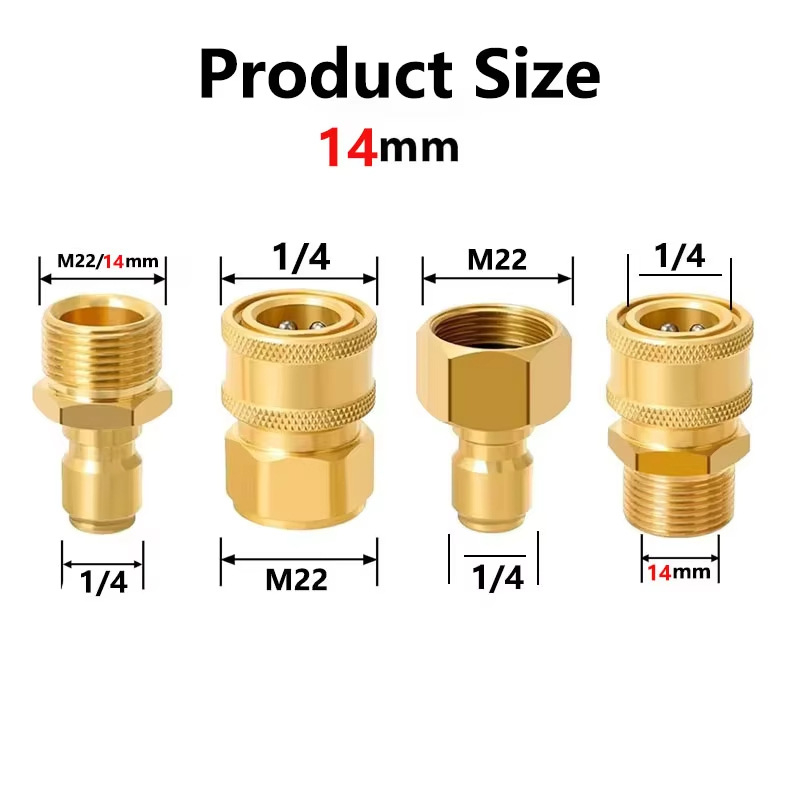 Aukšto slėgio plovimo greitojo prisijungimo rinkinys su 3/8 colio žarna ir 1/4 colio bronzinių vyriškų ir moteriškų galvučių, keturių dalių rinkinys