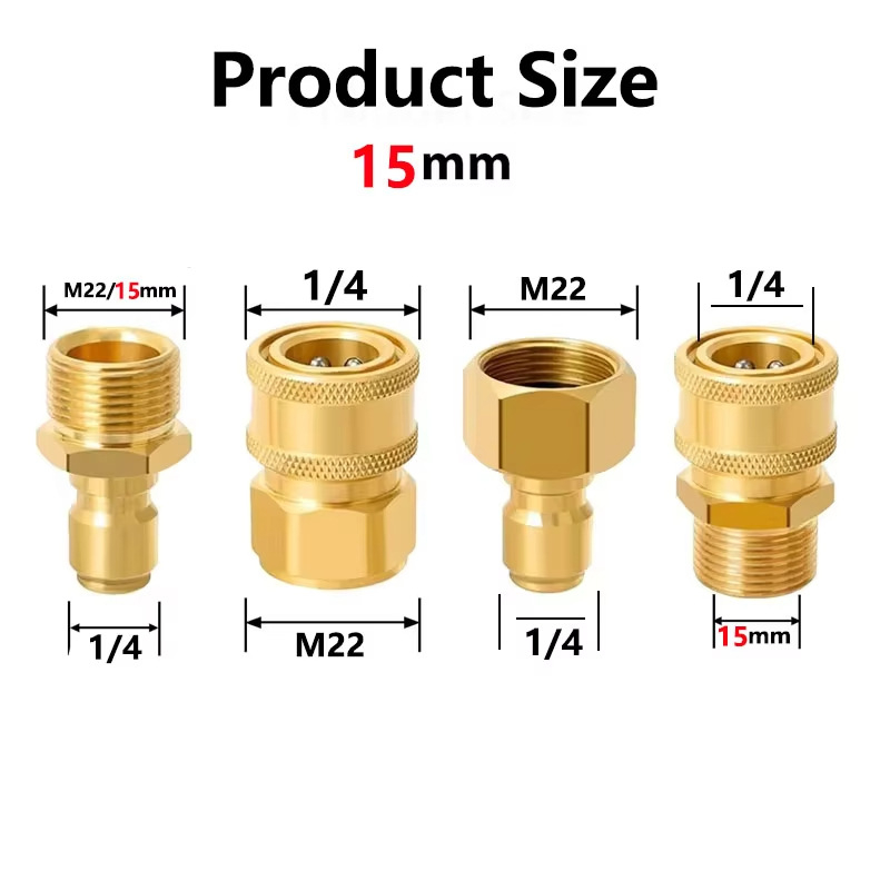 Aukšto slėgio plovimo greitojo prisijungimo rinkinys su 3/8 colio žarna ir 1/4 colio bronzinių vyriškų ir moteriškų galvučių, keturių dalių rinkinys