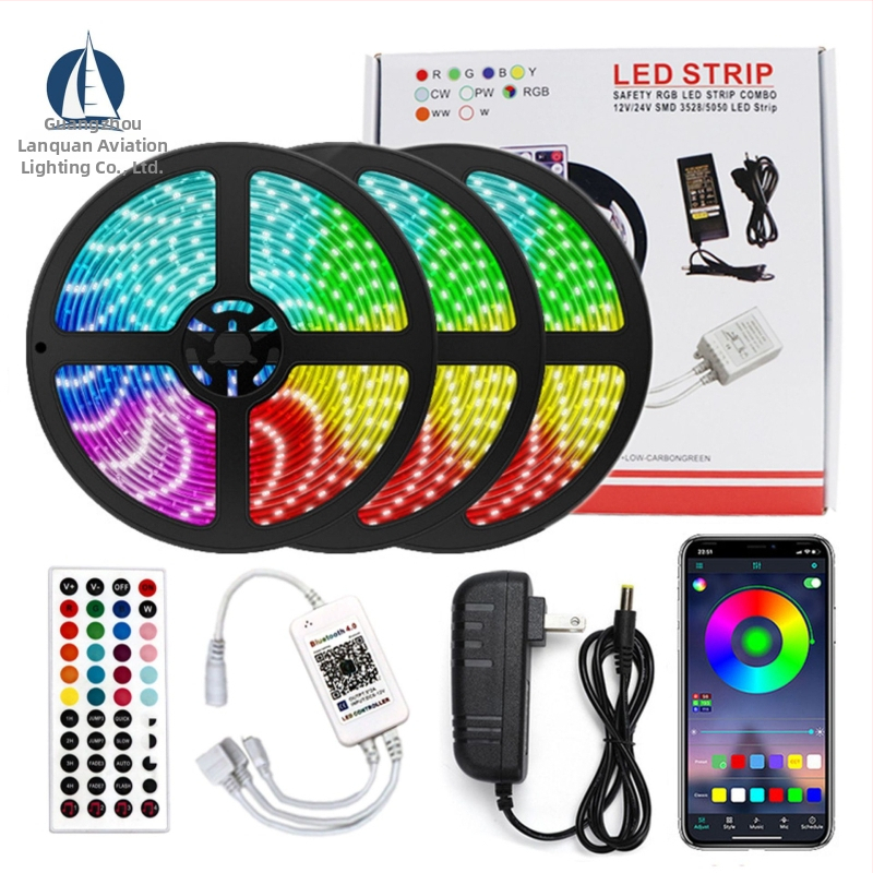 RGB LED лента 5050/2835 с Bluetooth и Wi‑Fi APP управление, музикален синхрон, 12V захранване, 14.4W, вътрешно осветление