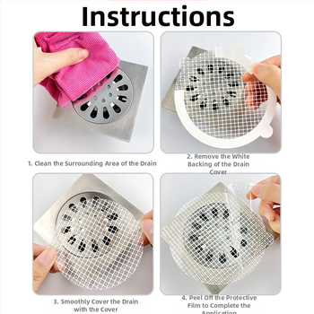 Αυτοκόλλητο φρεατίου δαπέδου μίας χρήσης – φίλτρο μαλλιών και δίχτυ εντομοπροστασίας, ινώδες υλικό, κατάλληλο για κουζίνα και μπάνιο, 200 τεμάχια σε συσκευασία