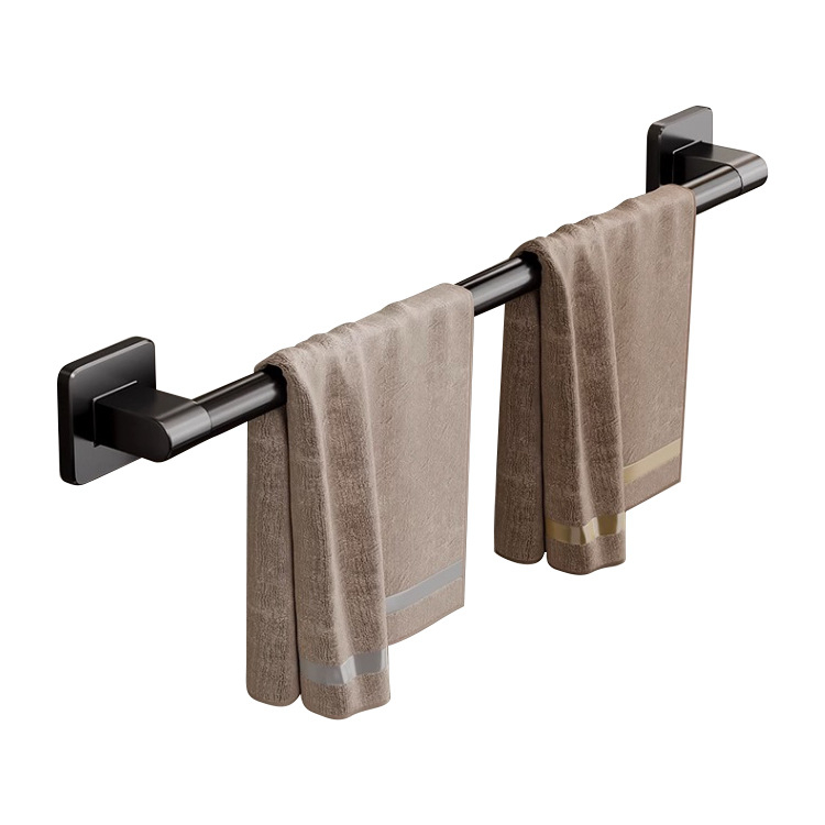 Επιτοίχιος κρεμάστρα πετσετών με έναν πόλο — χωρίς διάτρηση, κράμα αλουμινίου, βαμμένη επιφάνεια, χωρητικότητα φόρτωσης 100 kg, στυλ Light Luxury