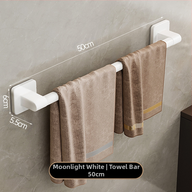 Επιτοίχιος κρεμάστρα πετσετών με έναν πόλο — χωρίς διάτρηση, κράμα αλουμινίου, βαμμένη επιφάνεια, χωρητικότητα φόρτωσης 100 kg, στυλ Light Luxury