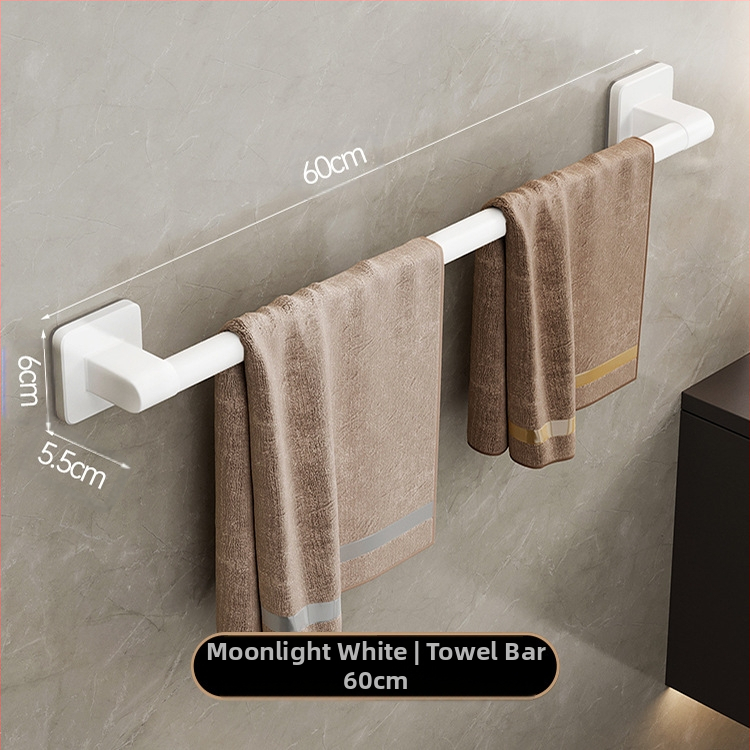 Επιτοίχιος κρεμάστρα πετσετών με έναν πόλο — χωρίς διάτρηση, κράμα αλουμινίου, βαμμένη επιφάνεια, χωρητικότητα φόρτωσης 100 kg, στυλ Light Luxury