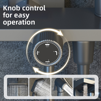 Dušo komplektas sienos montavimui, kvadratinė dušos galvutė, vario medžiaga, keturi nustatymai, dvigubas dušo čiaupas, modelis 8810