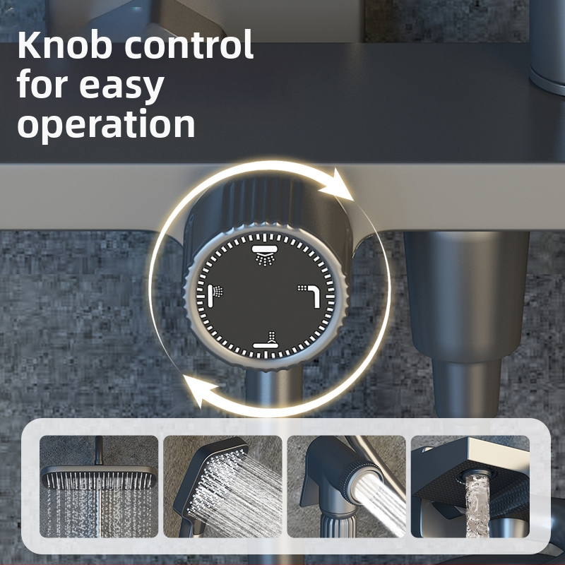 Комплект душ със стенен монтаж, квадратна глава, меден корпус, четири настройки, двойна смесителна глава, модел 8810