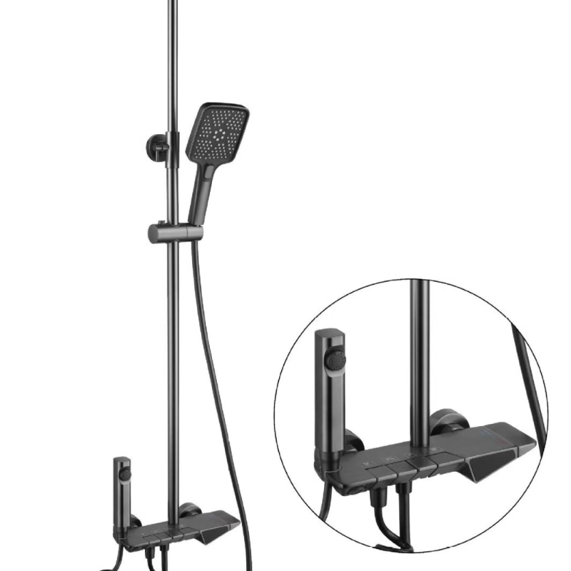 Dušo komplektas sienos montavimui, kvadratinė dušos galvutė, vario medžiaga, keturi nustatymai, dvigubas dušo čiaupas, modelis 8810