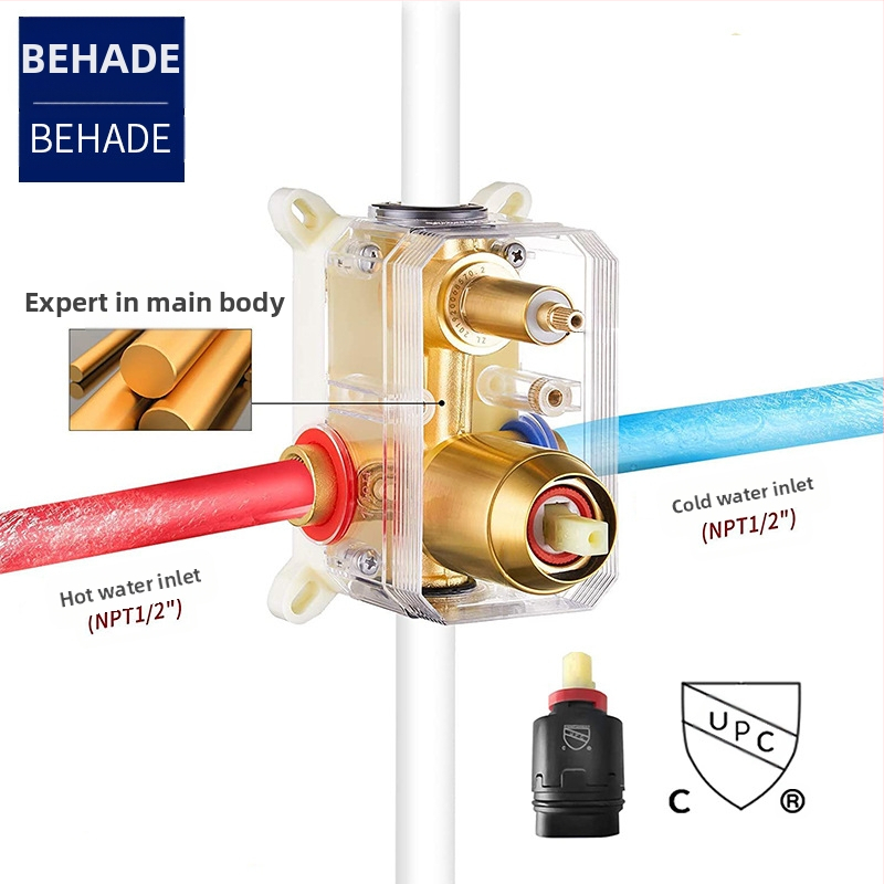 Вградена душ-система, меден корпус, функция дъжд, квадратна форма, модел 079 US Gauge